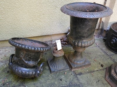 Lot 115 - Garden Urns. Two cast iron campana shape garden urns