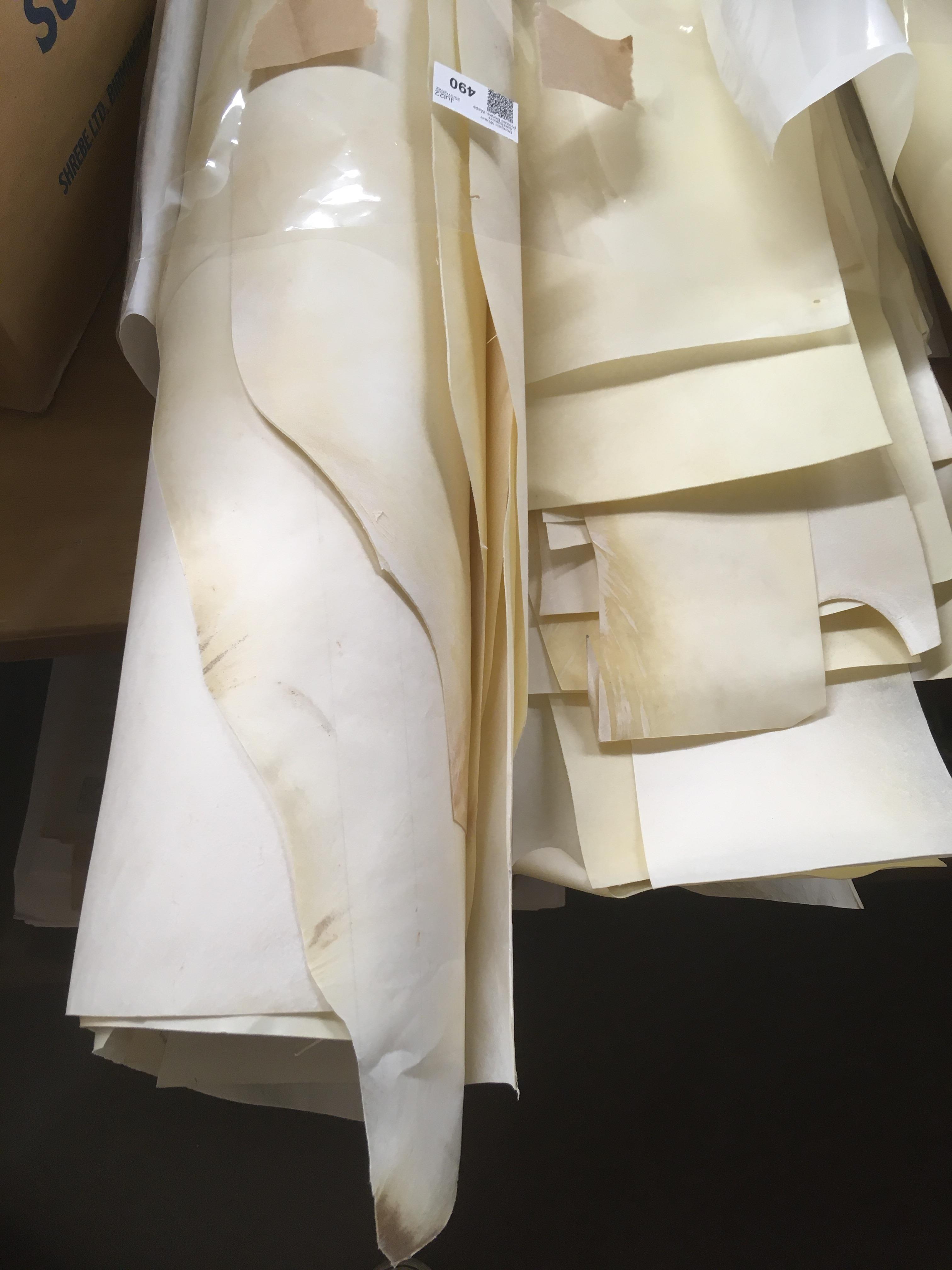 Lot 490 Vellum. Eight full skins of vellum
