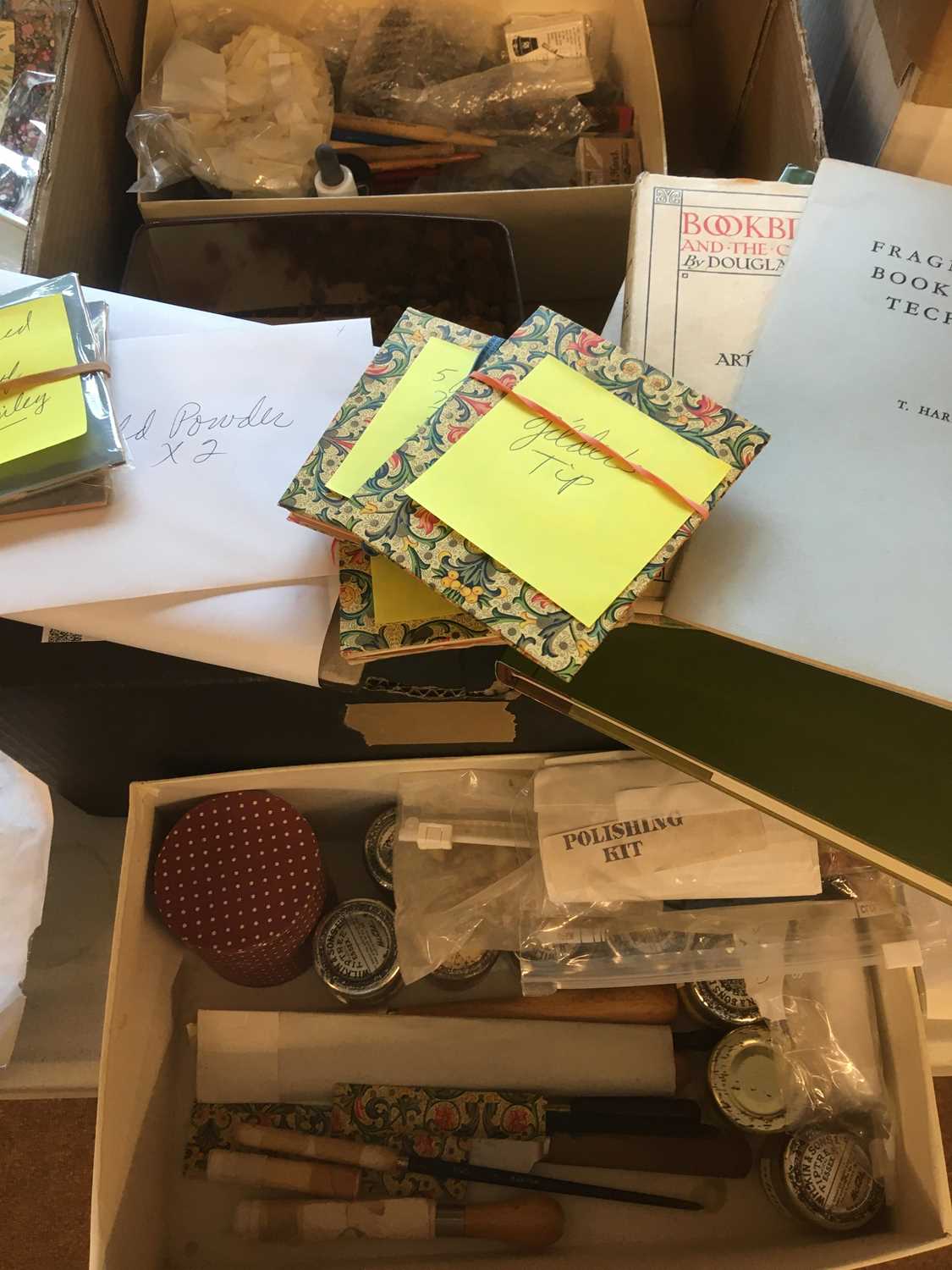 Lot 503 - Gilding & calligraphy materials. A selection of gilding & calligraphy materials and related hand tools