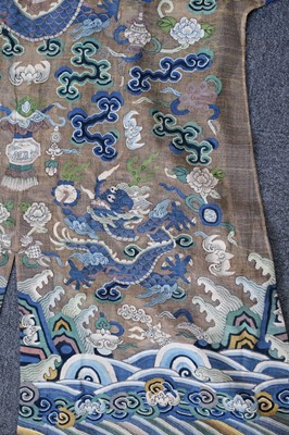 Lot 141 - Chinese Dragon Robe. A kesi silk nine-dragon robe, late Qing Dynasty