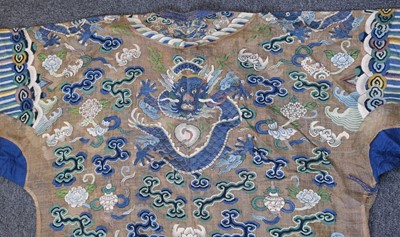 Lot 141 - Chinese Dragon Robe. A kesi silk nine-dragon robe, late Qing Dynasty