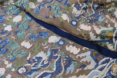 Lot 141 - Chinese Dragon Robe. A kesi silk nine-dragon robe, late Qing Dynasty