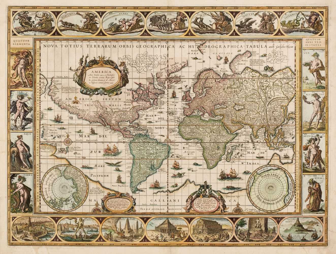 Lot 202 - World. Blaeu (Willem), Nova Totius Terrarum Orbis Geographica ac Hydrographica Tabula, circa 1630