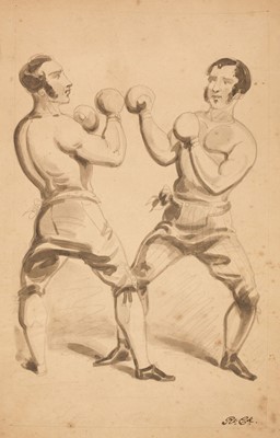 Lot 215 - Cruikshank (Robert). Pair of Drawings of Boxing figures, circa 1830