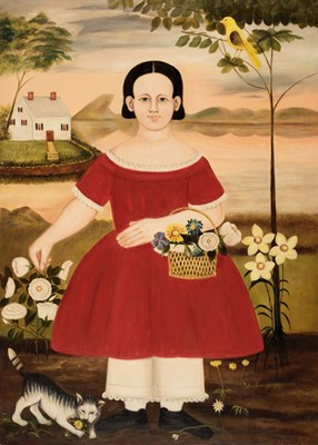 Lot 224 - Miller (Samuel S., 1807-1853). Picking Flowers, oil on canvas, circa 1840-1850