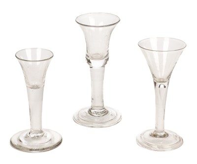 Lot 82 - Wine glasses. A collection of three 18th century wine glasses