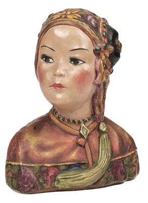 Lot 36 - Chinese Bust. An art deco period plaster bust circa 1920s