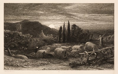 Lot 338 - Palmer (Samuel, 1805-1881). The Rising Moon  (An English Pastoral), 1855