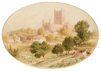 Lot 320 - Foster (Myles Birket, 1825-1899). Landscape with Tewkesbury Abbey