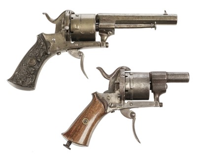 Lot 340 - Revolver. A late 19th century Belgian 6-shot pinfire revolver and one other