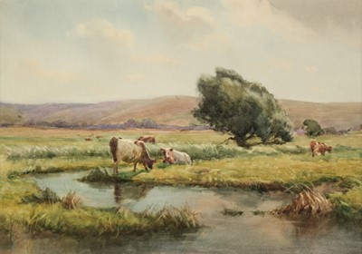 Lot 419 - Linton (William, Evans 1878-1956). Cows Grazing by the River, watercolour