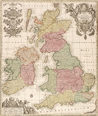 Lot 108 - British Isles. Seutter (Matthaus), Tabula Novissima Accuratissima Regnorum Angliae..., 1736