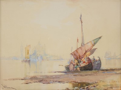 Lot 312 - Knox (William, 1862-1925). Low Tide, Venice, watercolour with bodycolour, 1890