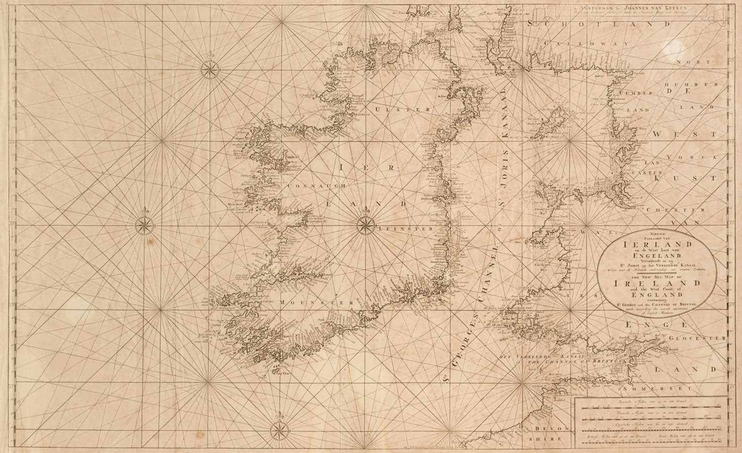 Lot 236 - Sea Chart. Van Keulen (Gerald), Nieuwe Paskaart van Ierland en de West Kust van Engeland, 1735