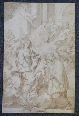 Lot 242 - Circle of Carlo Maratta (1625-1713). Vision of Saint Stanislaus Kostka, pen and brown ink