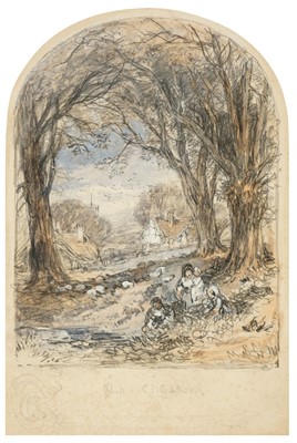 Lot 343 - Birket Foster (Myles, 1825-1899). Chestnuts by the Village Stream