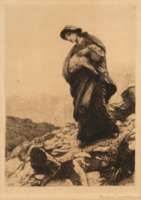 Lot 329 - Herkomer (Hubert von, 1849-1914). Woman holding a lamb