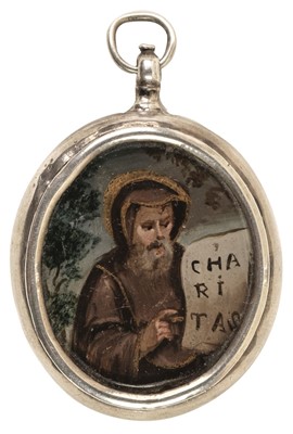 Lot 24 - Miniature painting. A devotional oval pendant miniature, Spanish, 18th century