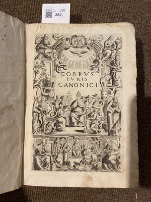 Lot 282 - Alciati (Andre et al). Decretum gratiani, emendatum, et notationibus illustratum, 2 volumes, 1615