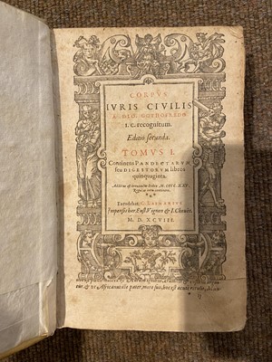 Lot 282 - Alciati (Andre et al). Decretum gratiani, emendatum, et notationibus illustratum, 2 volumes, 1615