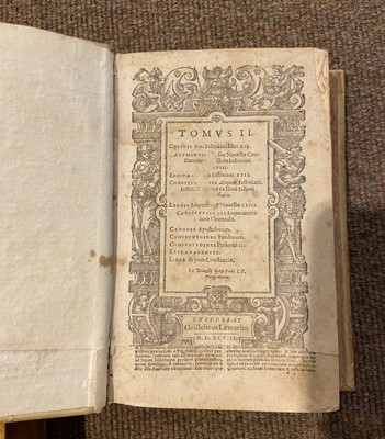 Lot 282 - Alciati (Andre et al). Decretum gratiani, emendatum, et notationibus illustratum, 2 volumes, 1615
