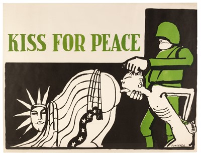 Lot 364 - Anti-Vietnam War Poster. Kiss for Peace, artwork by Tomi Ungerer, 1967