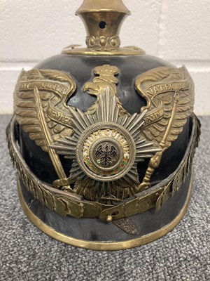 Lot 307 - Pickelhaube. A WWI Imperial German Guards pickelhaube