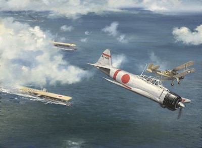 Lot 117 - Williams (Lynn). Above the Akagi Fleet, oil on board