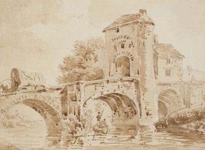 Lot 222 - English School. Bridge at Monmouth, early 19th century