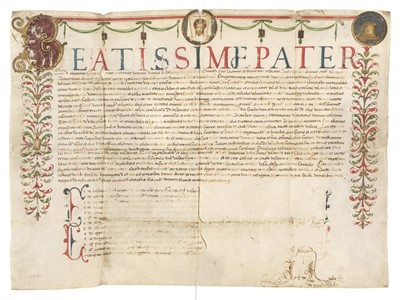 Lot 267 - Papal Petition. Petition to the pope on behalf of John Goldwelle and Edmund Gaio