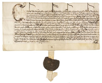 Lot 274 - Vellum Deeds. Exemplification of a final concord levied in Michaelmas term 1630