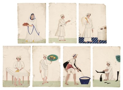 Lot 261 - Indian School. A group of 7 Indian mica paintings, probably late 19th century