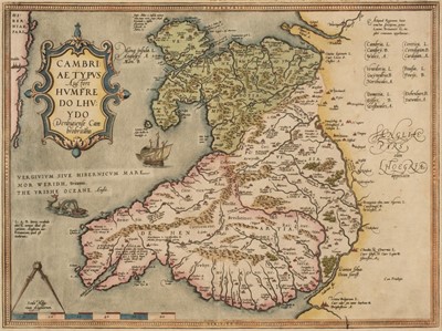 Lot 144 - Wales. Ortelius (Abraham & Lhuyd Humphrey), Cambriae Typus Auctore..., 1574