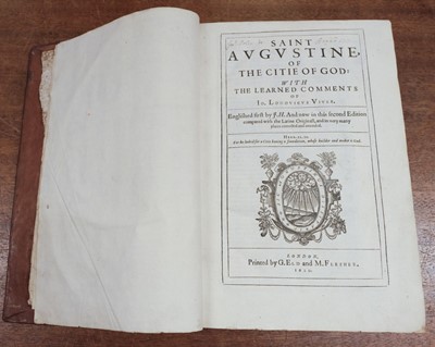 Lot 209 - Saint Augustine. Of The Citie of God, 2nd edition in English, 1620