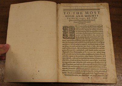 Lot 205 - Plutarch. The Philosophie commonlie called, The Morals, 1st edition in English, 1603