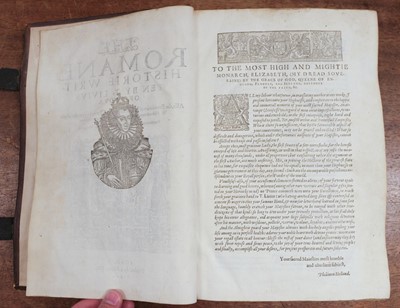 Lot 204 - Livy. The Romane Historie vvritten by T. Livius of Padua, 1st edition in English, 1600