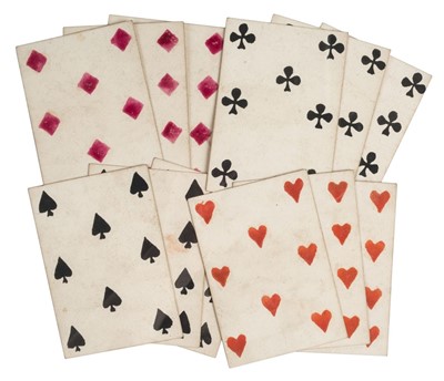 Lot 553 - Prisoner of War. A complete deck of playing cards made by a French Prisoner of War, circa 1796