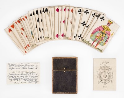 Lot 553 - Prisoner of War. A complete deck of playing cards made by a French Prisoner of War, circa 1796