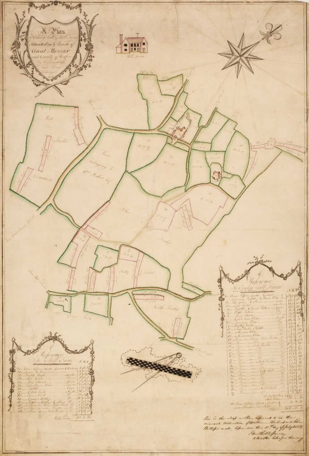 Lot 112 - Manuscript Estate Plan. A Plan of Cowley Hall & Mill Farm..., 1813