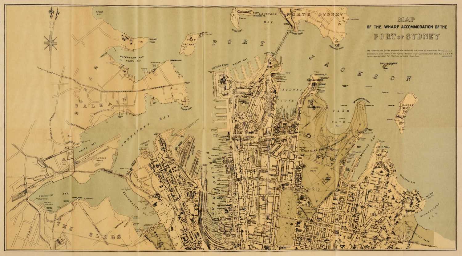 Lot 70 - Australia. Map of the Wharf Accommodation of the Port of Sydney, circa 1919