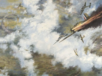 Lot 225 - Williams (Lynn). Dogfight, oil on board