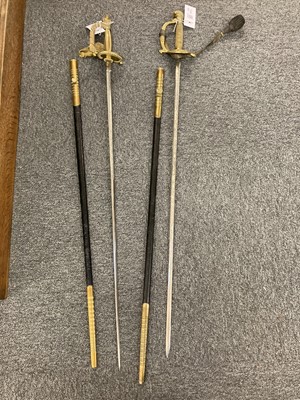 Lot 351 - Court Swords. Two Victorian court swords plus a Masonic sword