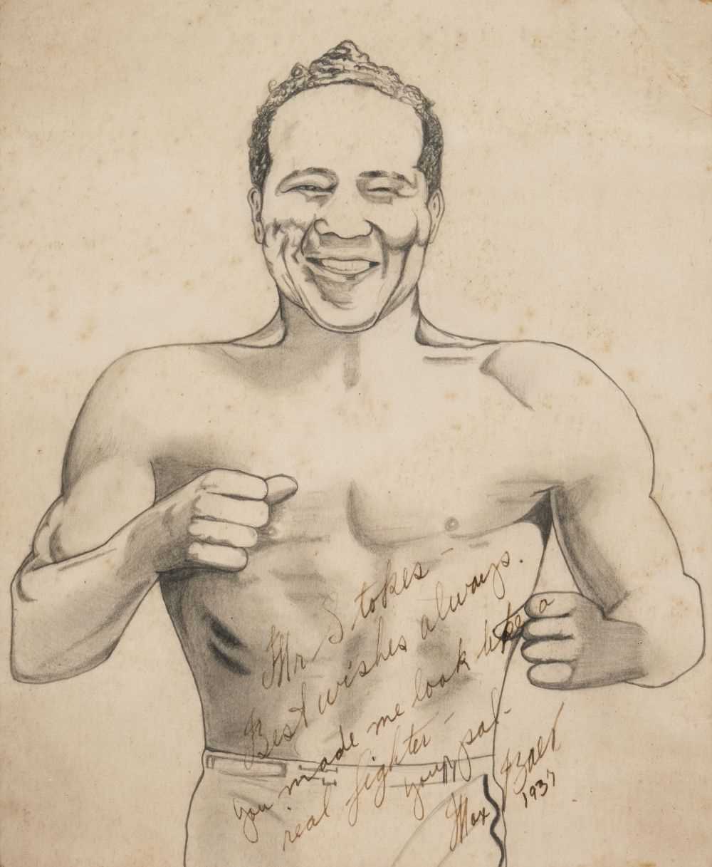 Lot 315 - Max Baer (1909-1959) Original pencil drawing with presentation inscripion