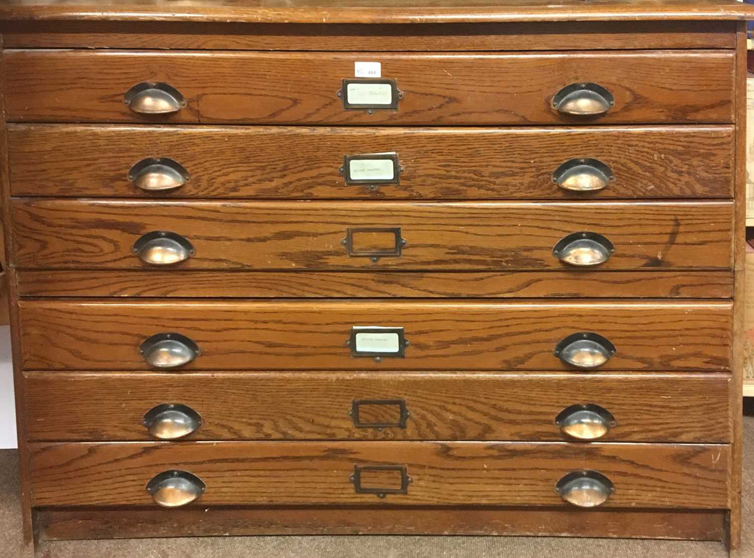 Lot 183 - Plan Chest. A stained two-section pine plan chest, early 20th century