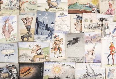 Lot 471 - WWI Cartoons. WWI hand painted cartoons (68) many with the artists initials G.W.H. circa 1913/16