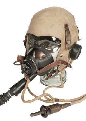 Lot 206 - Flying Helmet. A WWII RAF D Type flying helmet and E Type oxygen mask