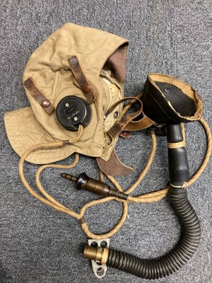 Lot 206 - Flying Helmet. A WWII RAF D Type flying helmet and E Type oxygen mask