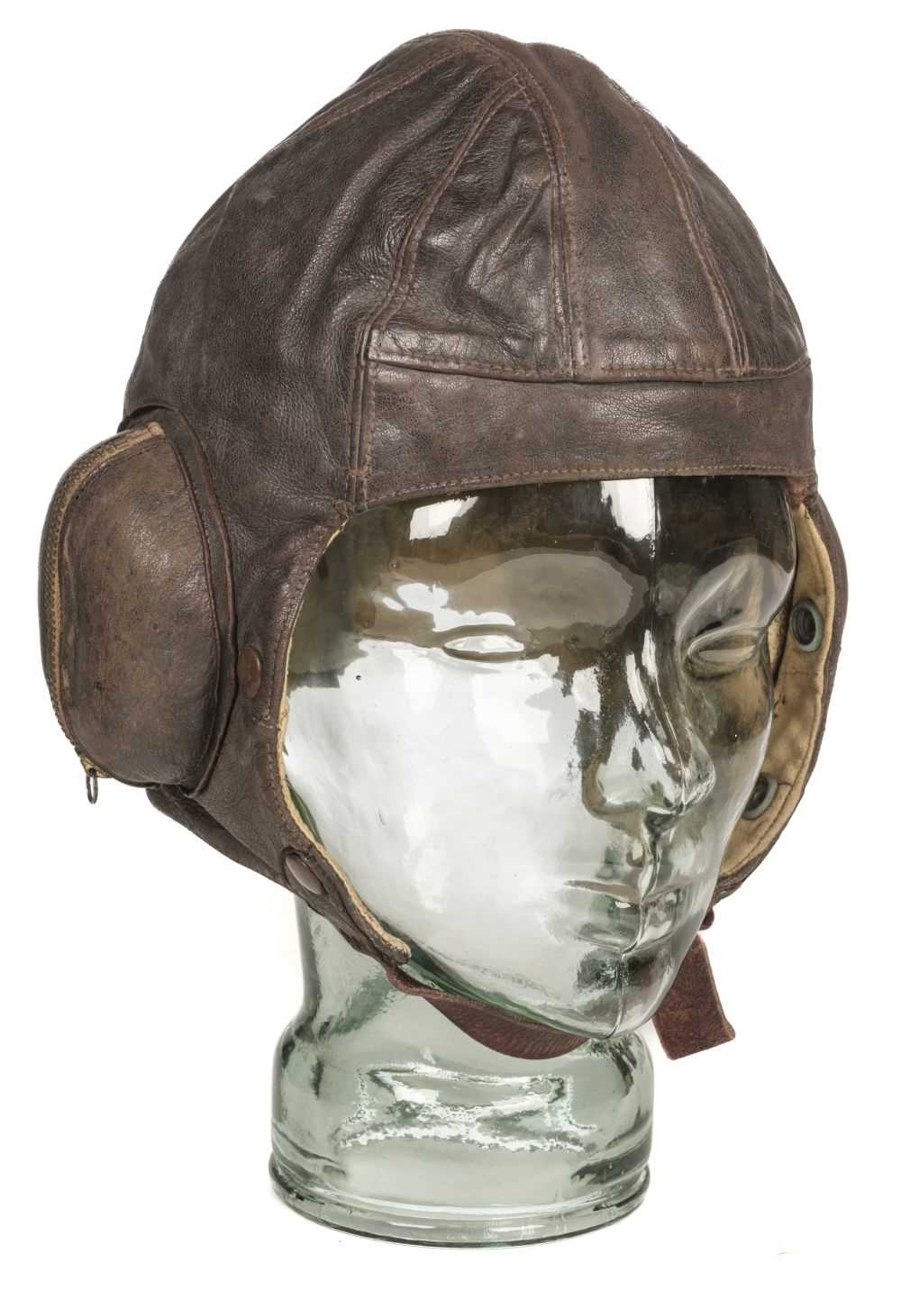 Lot 249 - Flying Helmet. A WWII Battle of Britain period B Type flying helmet worn by R.W. Hurnall