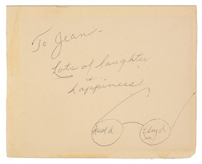 Lot 403 - Lloyd (Harold, 1893-1971). Signed presentation inscription, c. 1960s