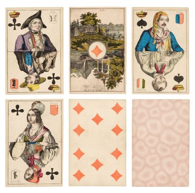 Lot 557 - Swiss Playing Cards. Swiss Cantons Pattern playing cards, J. Müller, circa 1863, plus 4 others, and 6 German decks